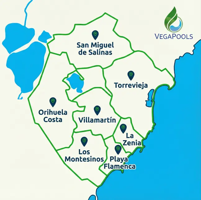 Mapa de zonas de servicio - San Miguel de Salinas, Torrevieja, Orihuela Costa y zonas cercanas